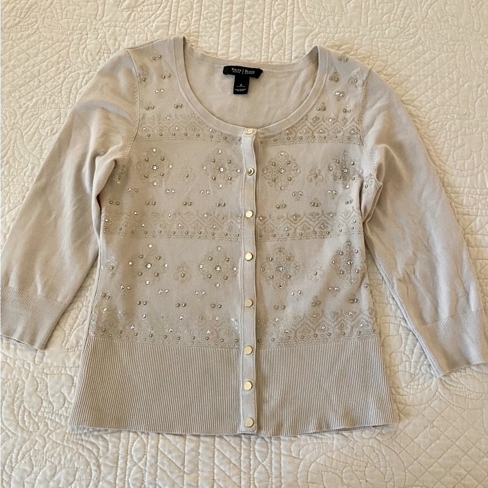 White House Black Market Beige Cardigan